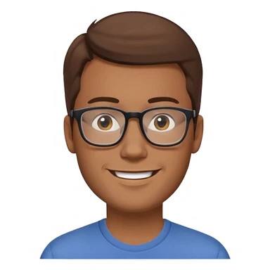 a young dad with brown hair, light skin color, with rectangular glasses, without beard sticker