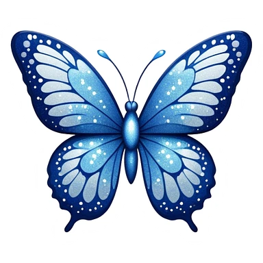 Navy blue butterfly with white glitter sparkles sticker