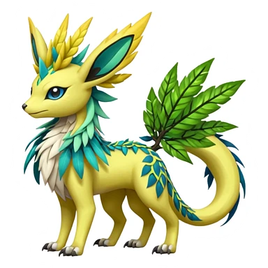  Exotic Ivy Dragonic Feathery Scaly Meloetta-Electrike-Jolteon-Zygarde-Zeraora-Renamon-Protogen-Palkia-hybrid-fusion-Fakémon-creature, full body sticker