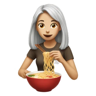 girl eating ramen  sticker