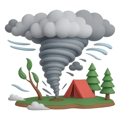 extreme weather with a tornado, 3D emoji style sticker