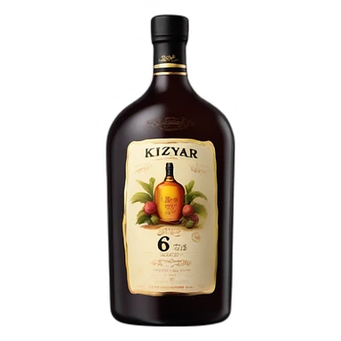 bottle of 6 years Kizlyar brandy with black label sticker