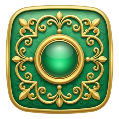 Jade and gold filigree style rounded square icon button sticker