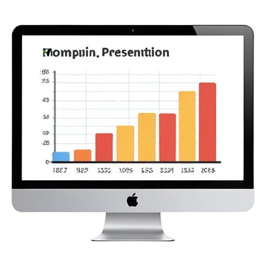 computer screen displaying a single presentation slide with a title line and a chart  sticker