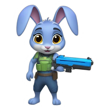 judy hopps holding a watergun sticker