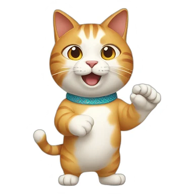 chinese cat moving hand  sticker