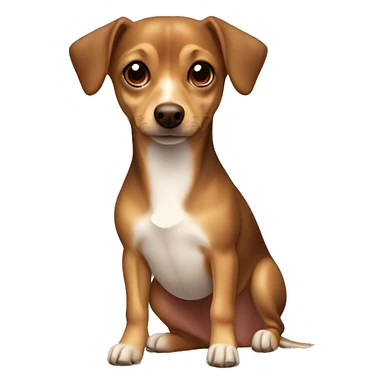 Chiweenie mixed dog with brown head, tiny little triangle, white spot on head, white body with brown patches sticker