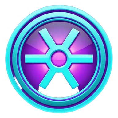 futuristic minimalistic glowing reload symbol, purple and cyan energy glow, dark background, clean modern design, 1:1 aspect ratio, no face sticker