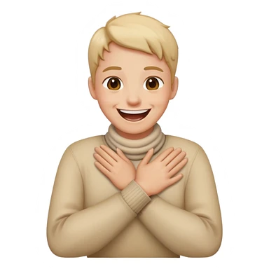 hands crossed while holding neck laughing sticker