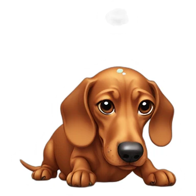 A puking dachshund sticker