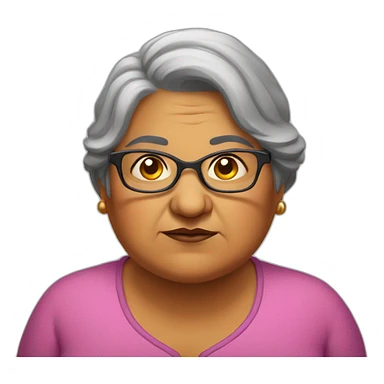 Grumpy fat female old indian teacher with glasses sticker