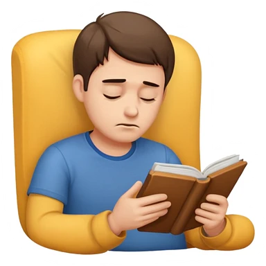 Tired man reading  sticker