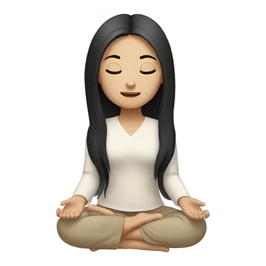 asian girl with long black hair meditating sticker
