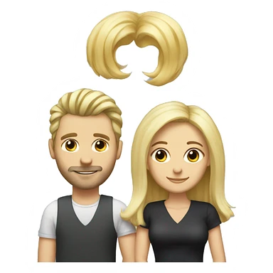 Rainbow hair person with blonde wife and blonde tall husband. happy. Love sticker