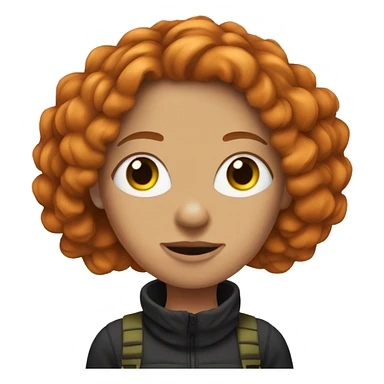 Ginger coloured hair woman with grundge aesthetics, she got a ski mask on her hair.  sticker