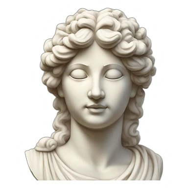 Imagine une statue grecque en marbre d'une femme avec des cheveux bouclés. Représentation de la sagesse et du stoïcisme. sticker
