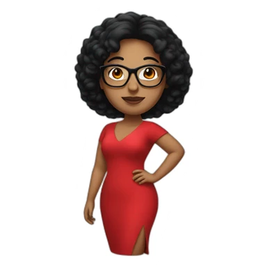 Big woman in a red dress and Black hair and glasses sticker