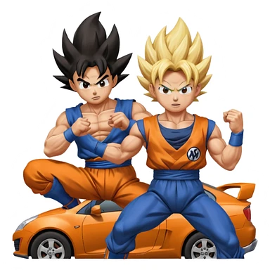 Goku crashes cars throw on Vegeta's head  sticker