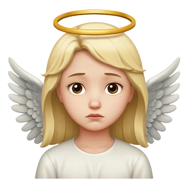 Make an angel 😇 emoji that is a bit sad like bored sticker
