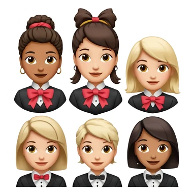women with neckBow, different hair style . sticker