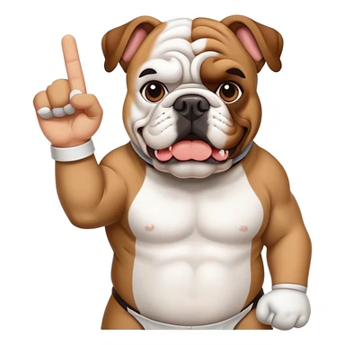 Bulldog with a foam finger  sticker