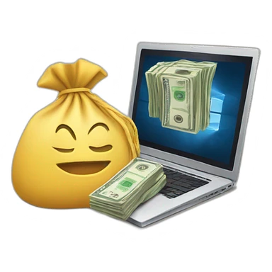 laptop and money bag sticker