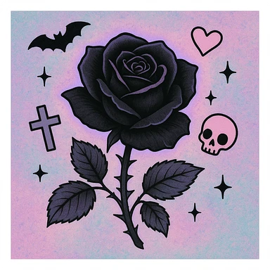 pastel goth black rose sticker