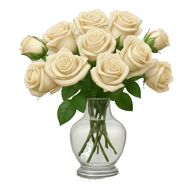 Cream color roses in glass vase sticker