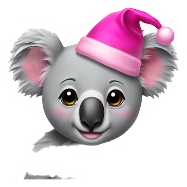 A Koala with a pink christmas hat and a pink scars sticker