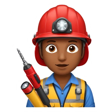 a mole with drill, red helmet, headlamp sticker