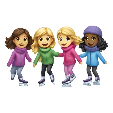 Four girls ice skating under a bridge  sticker