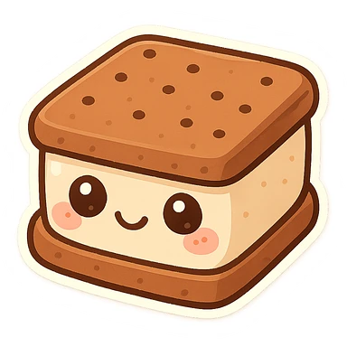 cute ice cream sandwich, chibi style, big eyes, blushing cheeks sticker