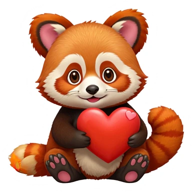 red panda holding a red emoji heart sticker