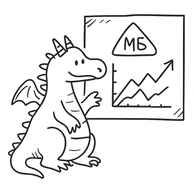 A dragon looking at Moscow stock exchange charts sticker