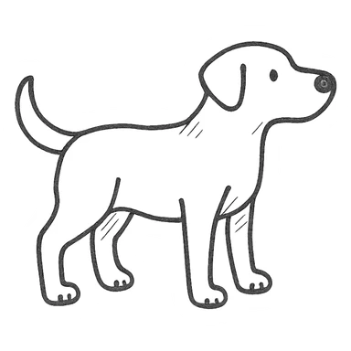 hand-drawn outlined labrador dog with simple lines sticker