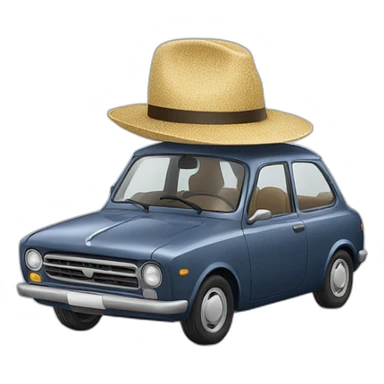 Car with hat sticker