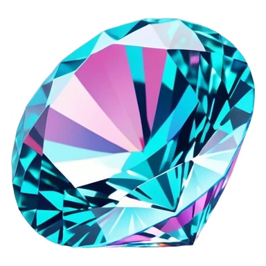 Colorshifting turquoise to blue to pink sparkling realistic still life 4D rendering diamond sticker