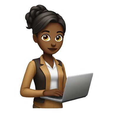 developer girl with laptop with brown skin and black straight hai sticker