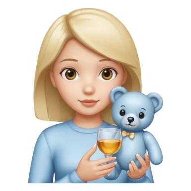 glass girl with single teddy bear sticker