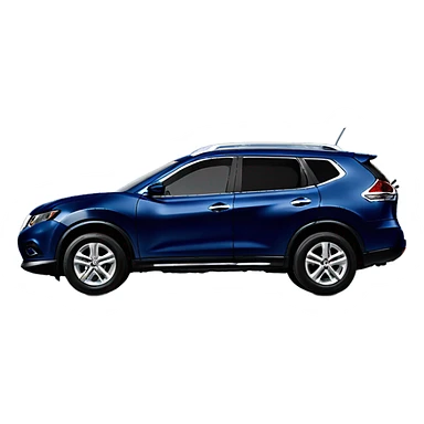 Car, dark blue 2014 Nissan Rogue, side shot sticker