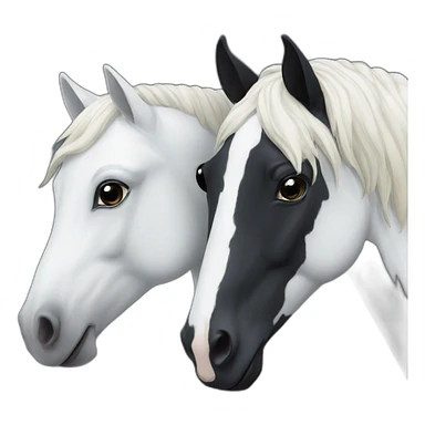 A black horse and a white horse sticker