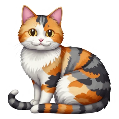 full body colourful light patched calico + white tabby cat cuddling a big dark grey and white tabby cat  sticker