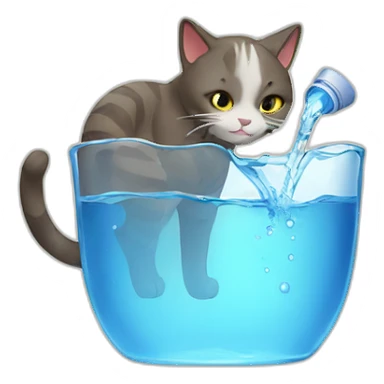 cat drinking water sticker