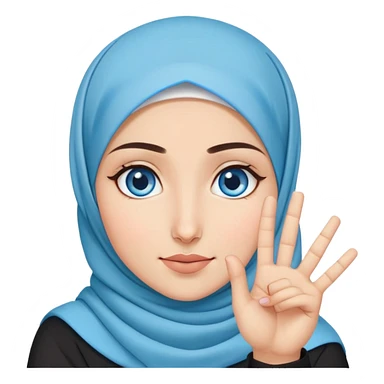 Turkish beautiful finish Konya girl blue eyes with hijab and saying no with hand gesture sticker