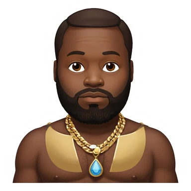 Rick Ross with dark brown hair, shirtless with necklace sticker