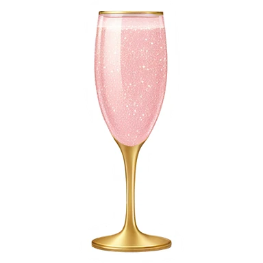 Light Pink glitter champagne glass with gold bow sticker