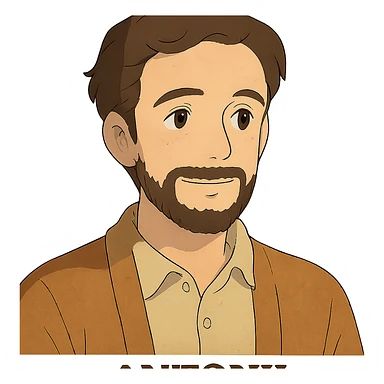 ghibli style portrait of a man named Antony, gentle and warm sticker