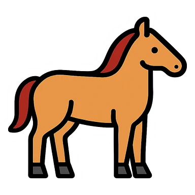 horse color outline icon, simple, clean lines, minimal detail, modern style sticker