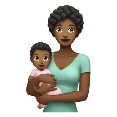 1 short-haired Black woman with baby. sticker