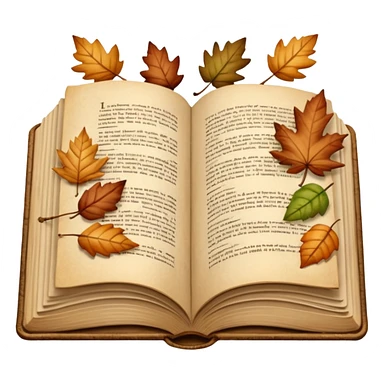 beige autumn open book with leaves on it sticker